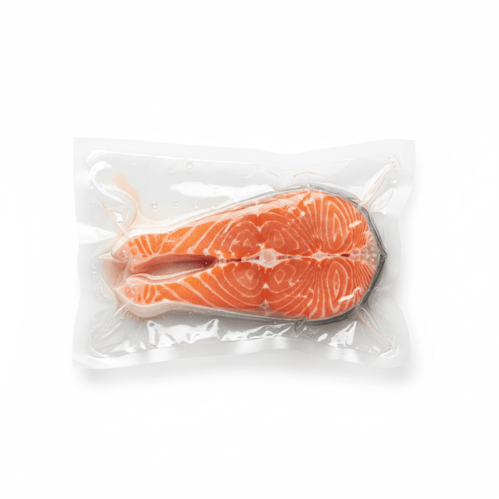 透明真空包裝的魚肉片